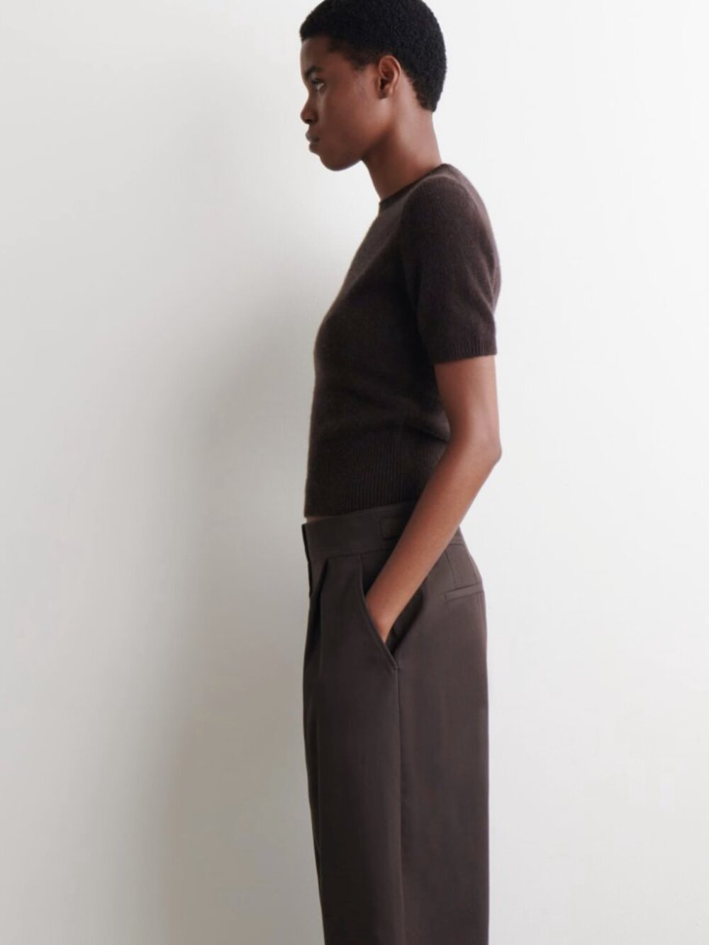 COS cropped brown cotton balloon pants size 8 - Picture 2 of 7